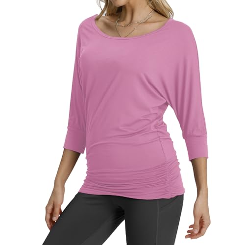 Match Women's 3/4 Sleeve Drape Top with Side Shirring (140